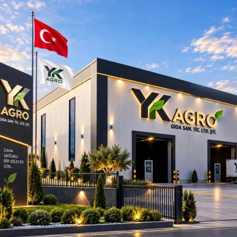 YK Agro üretim tesisi cephesi ve logolu tabela