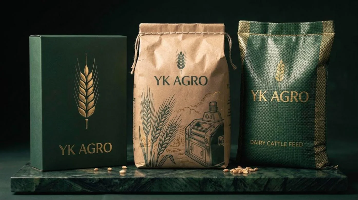YK Agro makarna kutusu, un çuvalı ve yem çuvalı ambalaj tasarımı